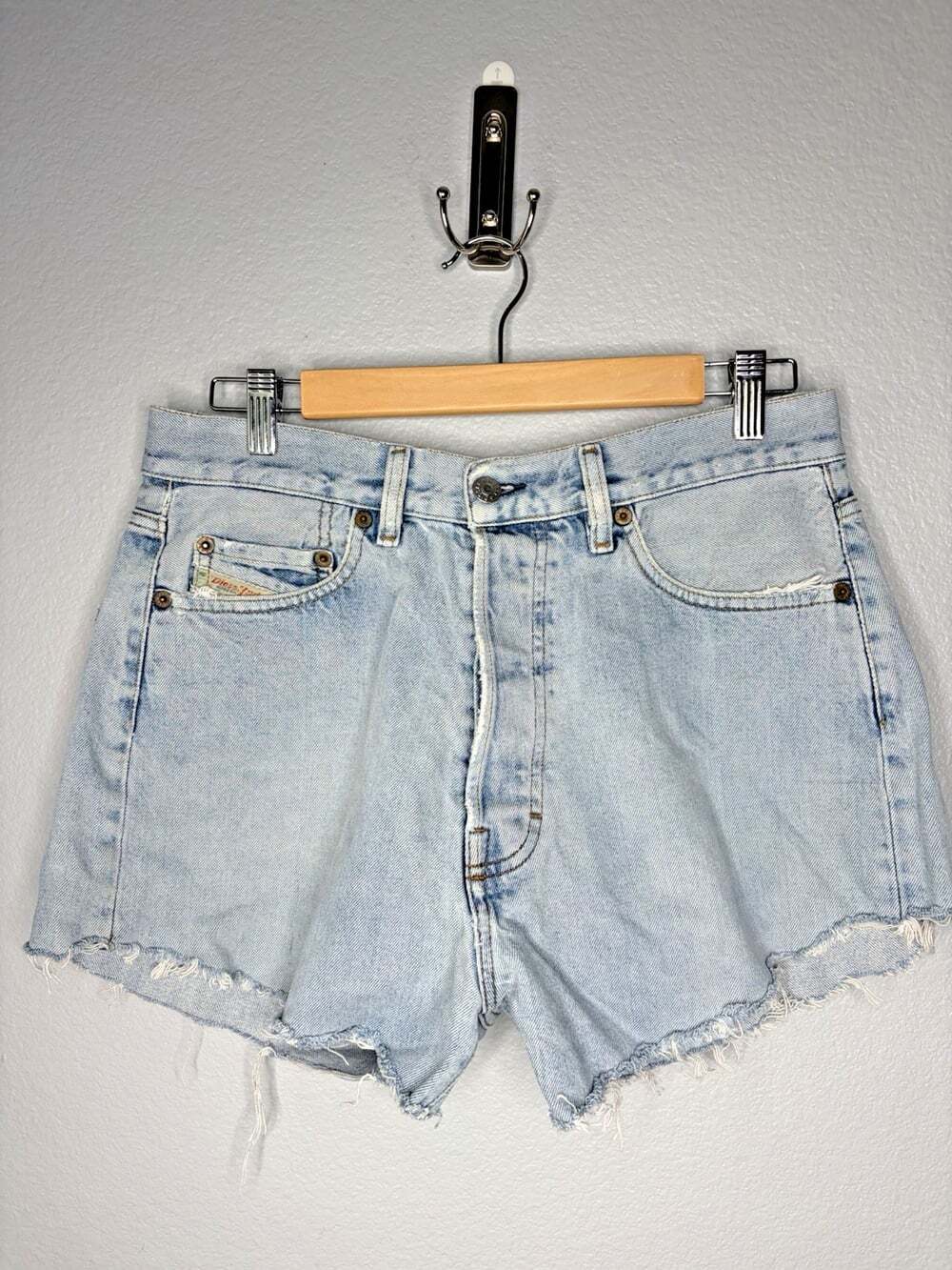 Diesel Denim Cut Off Jean Shorts 31 Blue Light Wash Distressed 100% Cotton
